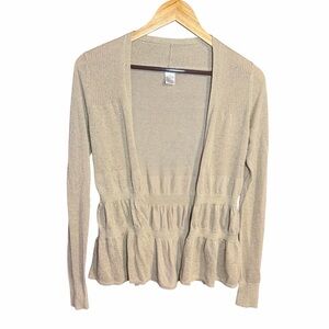 Y2K Cache Women's Beige Shimmer Cardigan Sweater XS